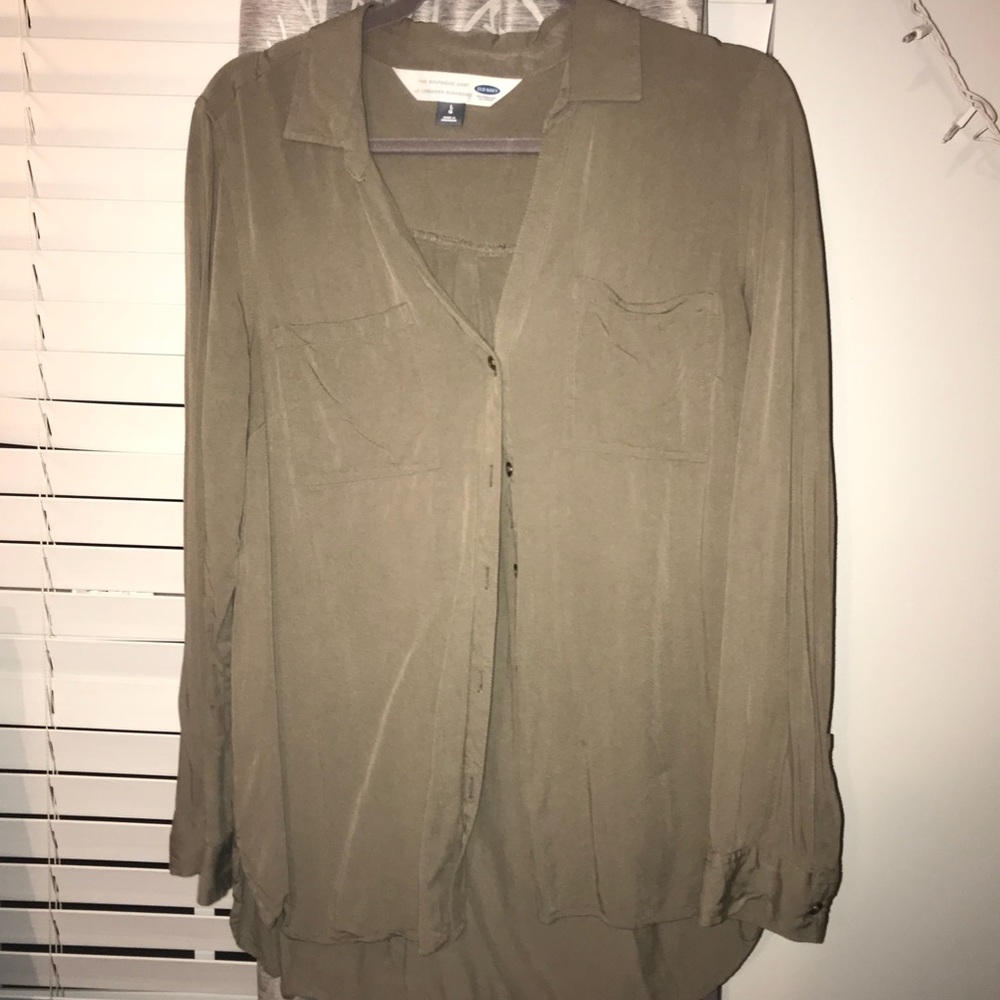 Olive green button down